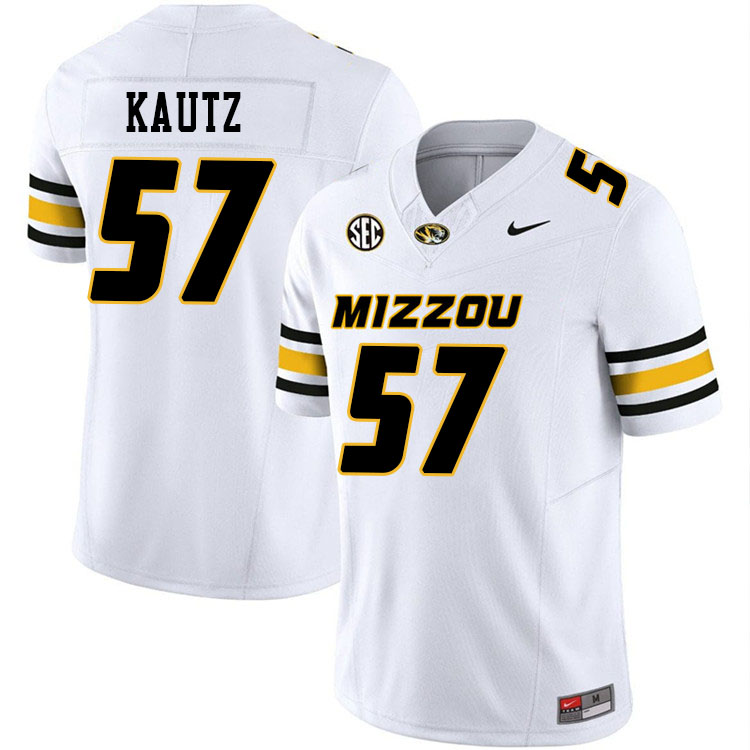 Men #57 Jack Kautz Missouri Tigers College Football Jerseys Stitched-White